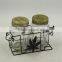 Set of 2 Clear Glass Handle Mason Jars with straw lid and metal basket wholesale