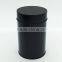 Plain black round tea tin box with inner lid