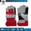 striped cotton back & rubberized cuff Cow grain leather glove