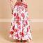 2015 professional side slit long dance skirt, floral printed belly dance skirt
