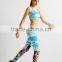 The new design ladies blue sky digital printing comfortable breathable tight sports yoga bra top leggings set for women