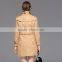 Women's European style latest design brown color double breasted fashion military long coat