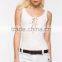 summer nice design women white belted linen shorts wholesale