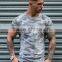 95% Polyester 5% Spandex Men's Slim Fit Longline T-Shirt Short Sleeve Curved Hem Tee Fashion Grey Camo T Shirt