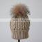 Myfur Knitted Beanie Slouchy Unisex Cap Baggy Skull Ski Keep Warm Hat with Fur Ball