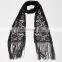 New Fashion China Yiwu Factory Direct Black Lace Scarf With Tassel