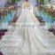LS00391 beaded wedding gown with 3/4 length sleeves white long gown cathedral train wedding dress