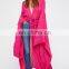 2017 New Style Hot Pink Extra Long Women Cotton Kimono Cardigan