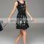 High quality elegant sleeveless embroidery dress of nature waist