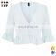 2017 trending products button placket sexy ruffle women blouse tops