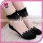 In stock Elegant lady summer glass low cut out boat socks,lace flower cotton bottom crystal short stockings
