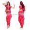 BestDance Belly Dance Costume Set Bell pepper Top&Gold Wavy Pants&Hip Scarf&veil