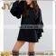 Shift Dress with Tiered Frill Sleeves Crew Neck Black Long Sleeve Mini Dress China Dongguan Supplier