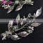 Antique Silver Retro Handmade Side Clip Metal Leaves &Crystal Vintage Hair Clip Bride Hair Decoration Wedding Accessories