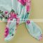 Soft cotton baby sleeping bag with hairband set floral print baby knotted gown