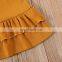 2020 latest solid color children's suit sling lotus leaf two-piece pit strip