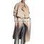 TWOTWINSTYLE Khaki Windbreaker Women Lapel Long Sleeve With Belt Patchwork Lace Up Vintage Casual