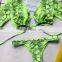 Long sleeve crop top Neon snake print bikini 2019 Sexy High cut swimsuit female swimwear women Bathing suit Beach wear