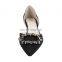 Women elegant pointed toe fancy design low heels decorate with embellished pointed toe sandals shoes