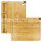 Extra Large Thick Organic Bamboo Cutting Board Butcher Block With 3 Built-In Compartments Juice Grooves Knife Sharpener