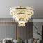 Modern Chandelier Living Room Luxury Ceiling Light Leaf Gold Led Pendant Lamp Hanging Linear Alabaster Lighting for Villa Hotel