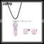 Big Promotion Rose Quartz Natural Stone Bullet Wire Necklace Earrings Jewelry Set SMJ0169