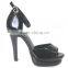 Black Big Size Ankle Strap Party Shoes Sandals Pointed Toe High Heel Shoes Sexy Pole Dance Shoes Fashion Ball Room Sandal