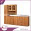 Foshan kitchen room furniture customized low price 2 pieces combination beeck color glass door kitchen cabinet