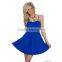 Womens Sexy Dresses Party Night Club Short Bule Mini Pleated Dress Summer Sleeveless Spaghetti Strap Dresses