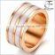 Men's Jewelry Finger Band Rings, 2 Rows Black Ceramic Stainless Steel Ring Rose Gold plating