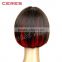 new arrival virgin mongolian hair wig, cheap red bob synthetic wig with fringe