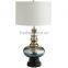 hot sell high quality gold glass desk lamp with beige linen cylinder lamp shade for home decor