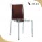 Hotel chair modern restaurant used metal dining chair with leather and fabric seat