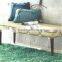 Square tufted linen fabric limed gray oak wood coffee table ottoman