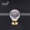 1 3/8 inch zinc alloy gold-plated clear pumpkin shape glass knob