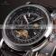 Mens Black Dial Leather Automatic Mechanical Sport Analog Watch