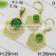 Good quality classic style 18k gold jewelry set with pretty round green stone