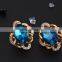 Online shop blue zircon stone necklace set crystal earring jewelry gold plated