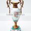 Elegant Design Huge Ceramic Prize Cup With Bronze Bird's Handles, Elegant Blue and White Painting Porcelain Trophy Vase
