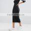 2017 Wholesale Best Selling Crew neck Raglan sleeves Ribbed cuffs retro styles Black Three Stripe Midi Dress