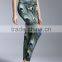 fashion style girls wearing yoga pants with peacock printed