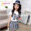 2015 new design stripe cotton two piece dress casual dress for girl princess dress for kids