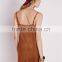 european sexy modern shoulder-straps tassel sueded girls dress