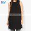 Ladies Simple Fashion Clothing 2016 Sleeveless Black Chiffon One Piece Dress