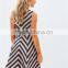 2016 Guangzhou Shandao Factory Hot Summer Stripe Sleeveless V-neck Pleated A Line Dress For Mature Woman