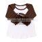 children's boutique baseball print 100% cotton comfortable icing raglan shirt with ruffle sleeve