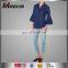 2017 New Design Shirt Blouse Model Islamic Clothes Navy Blue Tops Nice Flutter Sleeve Girls Tunic