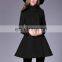 2016 new design fashion autumn standing collar long sleeves show thin A-line plain woolen coat