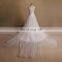 Exuqisite beads work and applique lace A-line long train wedding gown