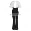 TWOTWINSTYLE Korean Elegant Patchwork Hit Color Jumpsuit Female V Neck Puff Sleeve High Waist Backless